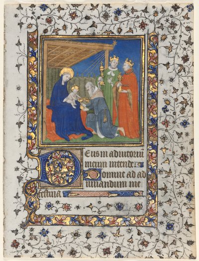 Bifolio uit een Getijdenboek: Aanbidding der Wijzen, ca. 1415 door Boucicaut Master