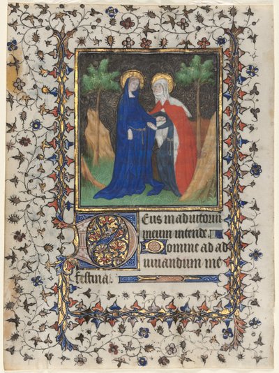 Bladeren uit een Getijdenboek: De Visitatie en Christus in het Oordeel, ca. 1415 door Boucicaut Master