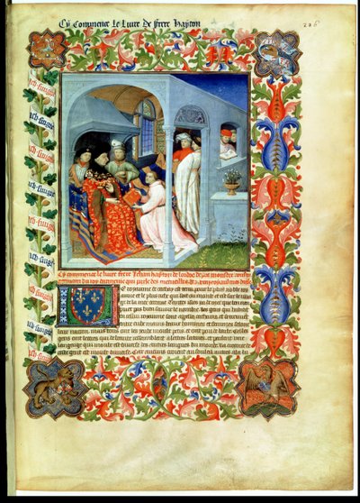 Ms Fr 2810 f.226, Broeder Hayton presenteert zijn boek aan Jean Sans Peur, uit het 