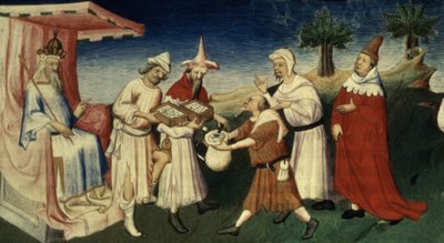 Ms Fr 2810 f.45, Hoe de Grote Khan boomschors als valuta gebruikte, uit het 