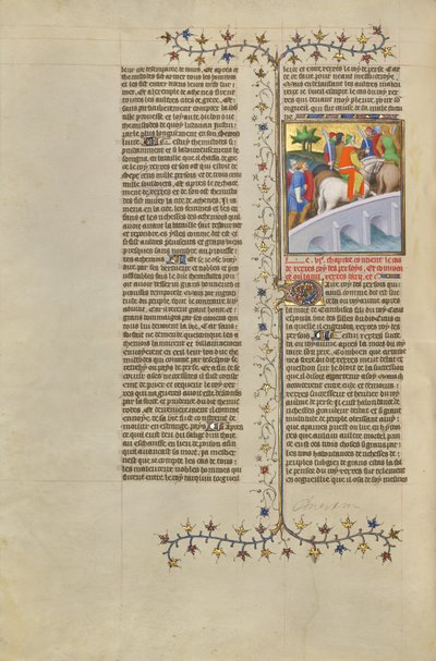 Xerxes, koning van de Perzen, steekt een brug over met zijn leger door Boucicaut Master