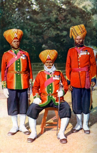 Officieren van de 15e Ludhiana Sikhs, Indisch leger, India door Bourne and Shepherd