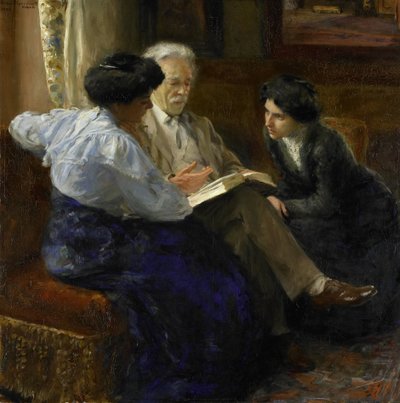 Alphons Marie Antoine Joseph Grandmont (1837-1909), de tweede echtgenoot van de kunstenaar, geeft les aan twee Italiaanse meisjes door Bramine Hubrecht