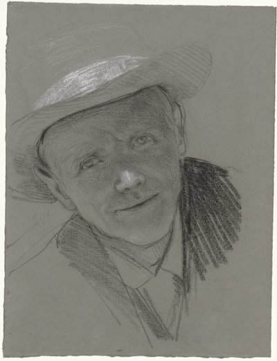 Portret van een man met een hoed door Bramine Hubrecht