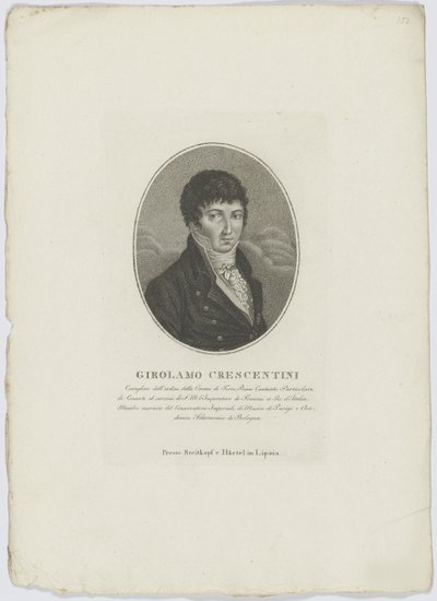 Portret van Girolamo Crescentini 1762-1846, na 1800 door Breitkopf and Härtel