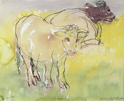Jonge Stieren in de Weide, 1983 door Brenda Brin Booker