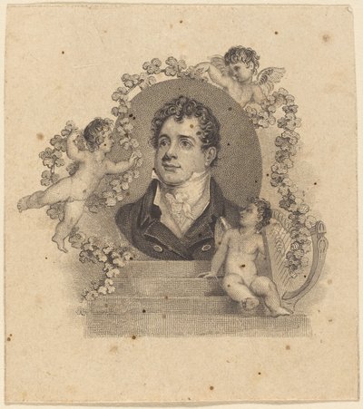 Portret van een jonge heer omringd door cupido