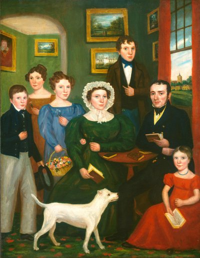 Portret van een Onbekende Familie met een Terrier door British 19th Century
