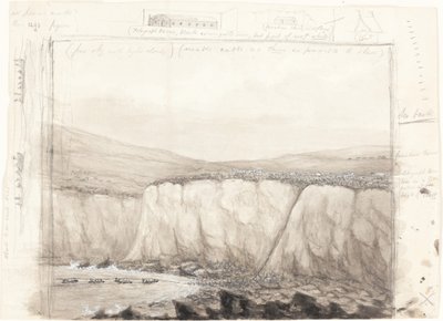 Schets van boten bij een klif door British 19th Century