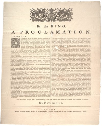 Een proclamatie, 1763 door British School