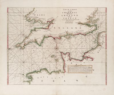 Een kaart van het Kanaal tussen Engeland en Frankrijk door British School