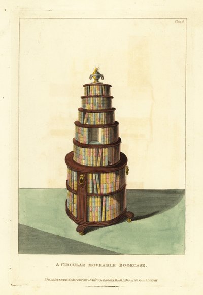 Een ronde verplaatsbare boekenkast door British School