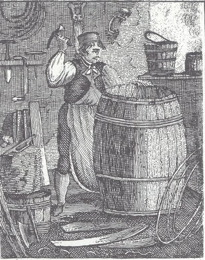 Kuiper maakt een vat (gravure) door British School