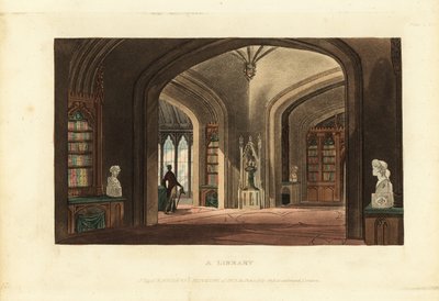 Ontwerp voor een gotische bibliotheek, Regency-tijdperk door British School