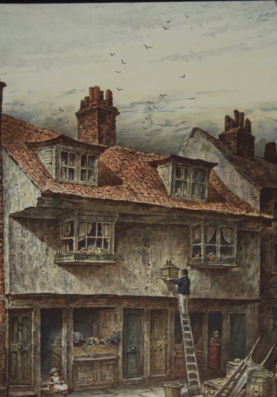Huizen op Saffron Hill, Londen, tussen Holborn en Clerkenwell, ca. 1883 door British School