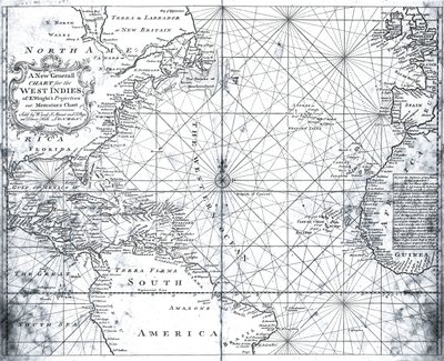 Kaart van de Noord-Atlantische Oceaan door Mount en Page door British School