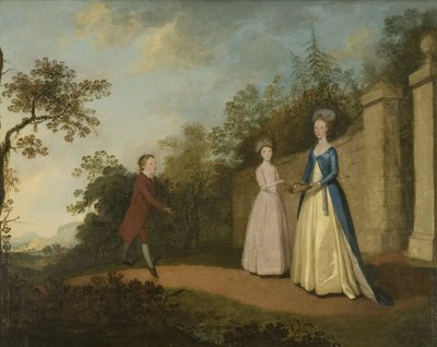 Mary en Emmette Pettener en meester Partridge, ca. 1770 door British School