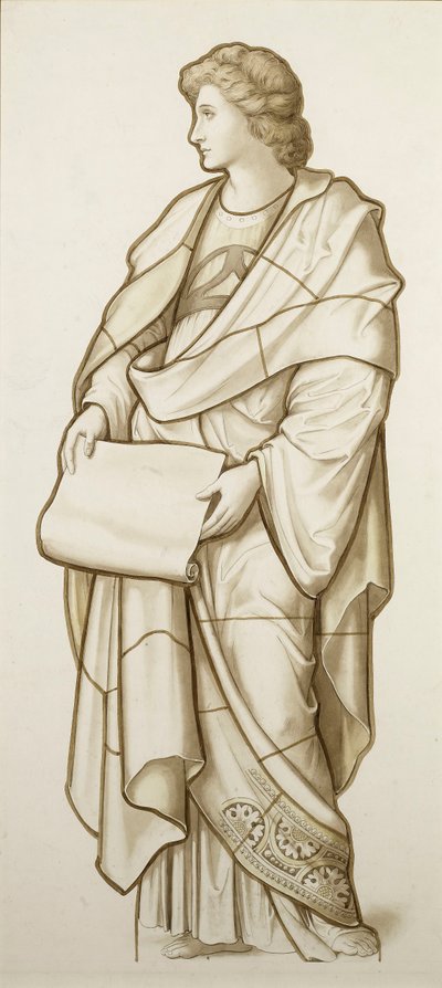 Muse van Literatuur - Cartoon voor Glas-in-lood, c.1890 door British School