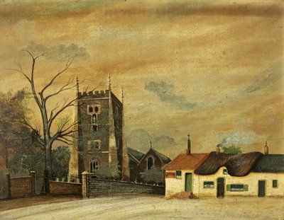 St. Woolos Kerk en de Oude Six Bells Inn door British School