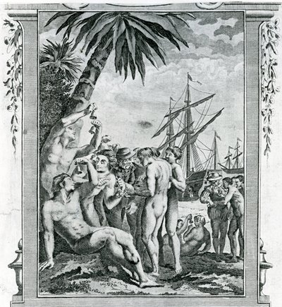 Het eerste interview van Christoffel Columbus met de inboorlingen van Amerika door British School