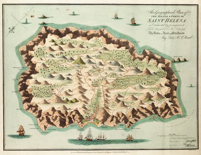 Dit geografische plan van het eiland Sint-Helena is met toestemming opgedragen aan Veldmaarschalk Zijne Koninklijke Hoogheid de Hertog van Kent en Strathearn door British School
