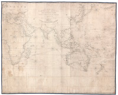 Aan de officieren in dienst van de eerbiedwaardige Oost-Indische Compagnie is deze schetskaart bedoeld voor hun gebruik om het spoor van een schip af te prikken, met de meeste eerbied opgedragen door W. Heather Een nieuwe editie 1830 herzien en gecorrigeer door British School
