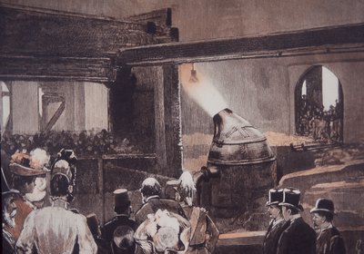 Bezoekers kijken naar het Bessemer Staalproces bij John Brown en Co gieterij door British School