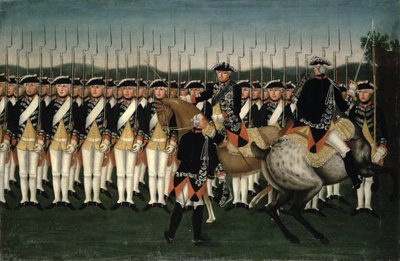 Friedrich II (1712-86) met het Hessen Garde Regiment door Brock