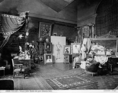 Atelier van de Florentijnse schilder Edoardo Gelli door Brogi Brogi