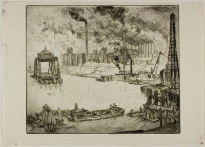 Chicago - Bruggenbouwers door Bror Julius Olsson Nordfeldt