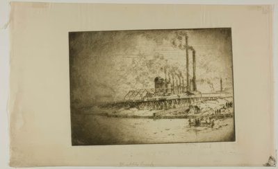 Chicago - Bubbly Creek, 35th St en River door Bror Julius Olsson Nordfeldt