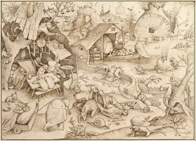 Acedia Luiheid Uit de serie Zeven Hoofdzonden, 1557 door Bruegel