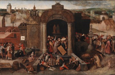 Christus verdrijft de handelaars uit de tempel, na 1569 door Bruegel