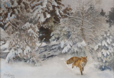 Vos in winterlandschap, 1938 door Bruno Andreas Liljefors