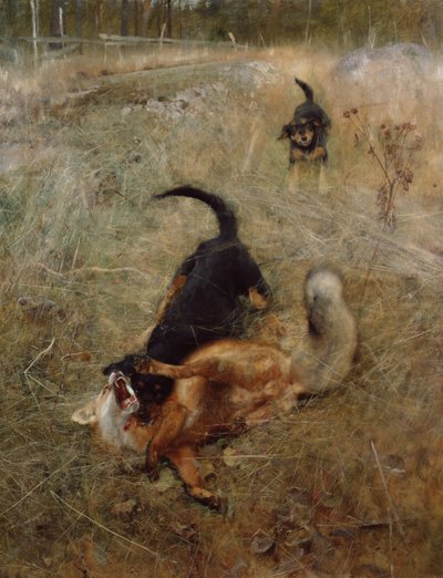 Honden en vos door Bruno Andreas Liljefors