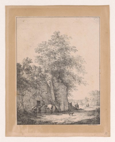 Landschap met herberg door Bruno van Straaten (I)