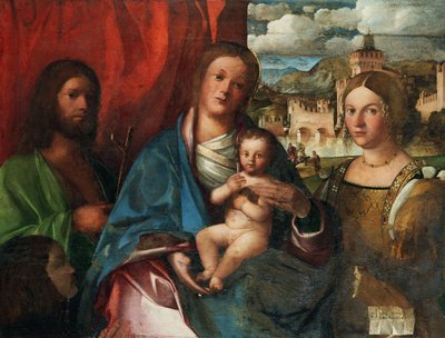 De Maagd en Kind met Heiligen Johannes de Doper, Catharina van Alexandrië en Schenker, Begin 16e eeuw door Buonconsiglio