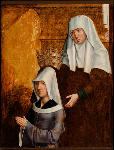 Guillemette de Vergy en haar patroonheilige, mogelijk Elizabeth van Hongarije door Burgundian