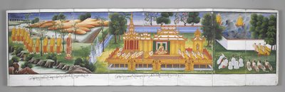 Paleisscène, Scènes uit het leven van Boeddha door Burmese School