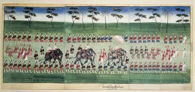 Schilderij van Koning Mindom op parade, Myanmar door Burmese School
