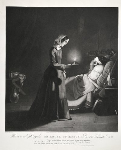 Florence Nightingale, een engel van barmhartigheid, Scutari Hospital, gegraveerd door Tomkins door Butterworth