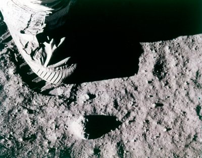 Voetafdruk van Buzz Aldrin op de maan, Apollo 11 missie door Buzz Aldrin