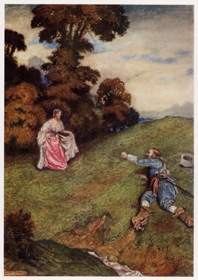 "Want hij kon noch staan noch gaan, / Maar viel als een kreupele" door Byam (after) Shaw