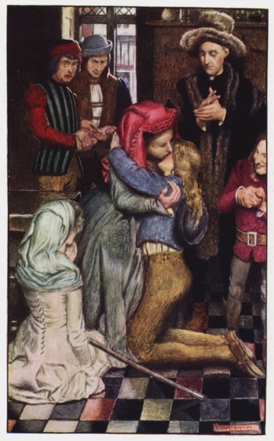 Illustratie voor The Cloister and The Hearth door Charles Reade (kleur litho) door Byam (after) Shaw