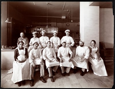 Keukenpersoneel in het Hotel Manhattan, 1902 door Byron Company