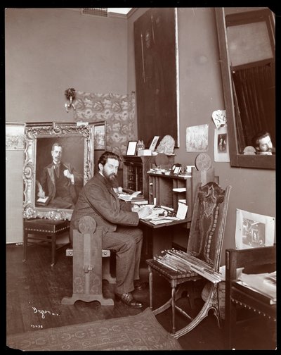 Portret van de portretschilder Richard Hall, 1903 door Byron Company