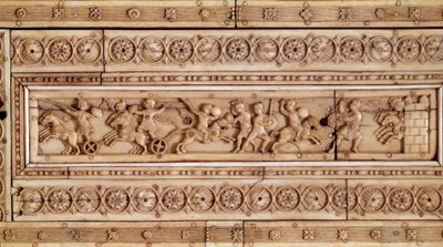 Gevechtsscène (ivoor reliëf) door Byzantine