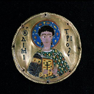 Buste van St. Demetrius, email, Byzantium door Byzantine