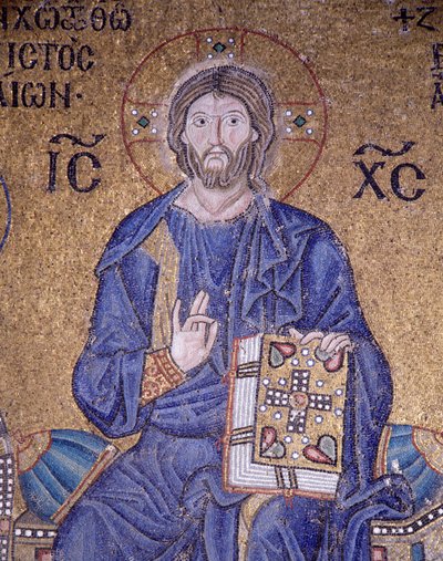 Christus Pantocrator in Hagia Sophia (mozaïek) door Byzantine