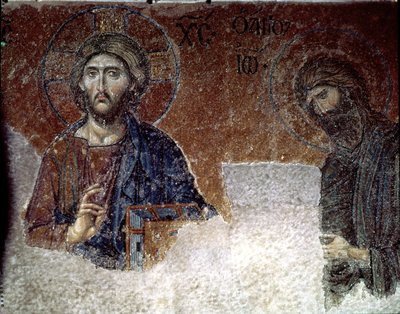 Christus en Johannes de Doper in Hagia Sophia (mozaïek) door Byzantine